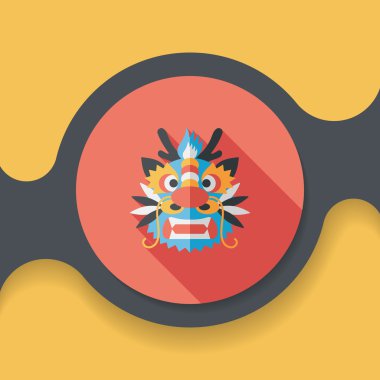 Çin yeni yılı düz simgesi ile uzun gölge, eps10, dragon ve