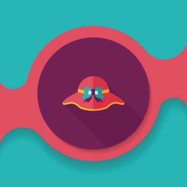 Kadın şapka düz simgesi ile uzun gölge, eps10