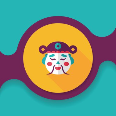 Çin yeni yılı düz simgesi ile uzun gölge, eps10, zenginlik tanrısı