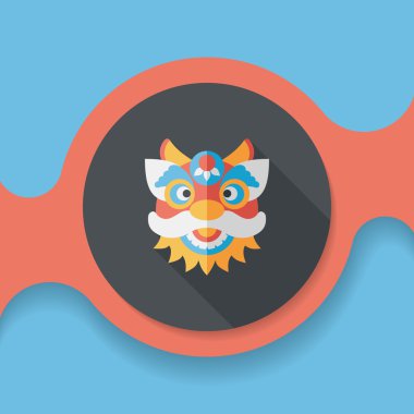 Çin yeni yılı düz simgesi ile uzun gölge, eps10, dragon ve