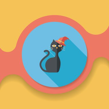 kötü kedi düz simgesi ile uzun gölge, eps10