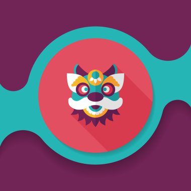 Çin yeni yılı düz simgesi ile uzun gölge, eps10, dragon ve