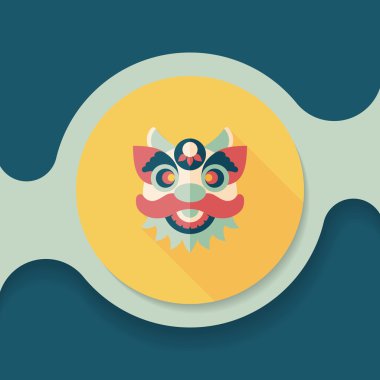 Çin yeni yılı düz simgesi ile uzun gölge, eps10, dragon ve