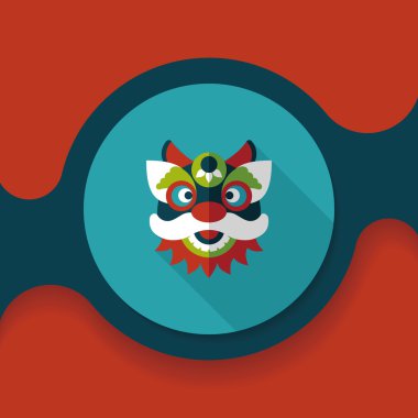 Çin yeni yılı düz simgesi ile uzun gölge, eps10, dragon ve