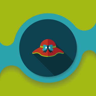 Kadın şapka düz simgesi ile uzun gölge, eps10