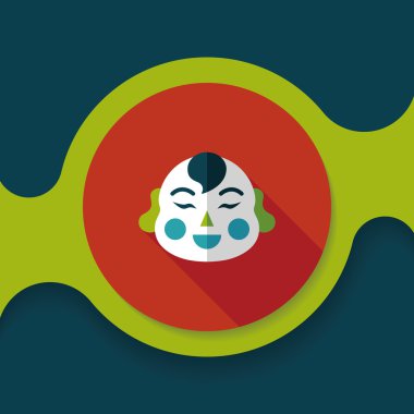 Çin yeni yılı uzun gölge, eps10, Maitreya bez bebek ile düz simgesi