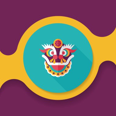 Çin yeni yılı düz simgesi ile uzun gölge, eps10, dragon ve