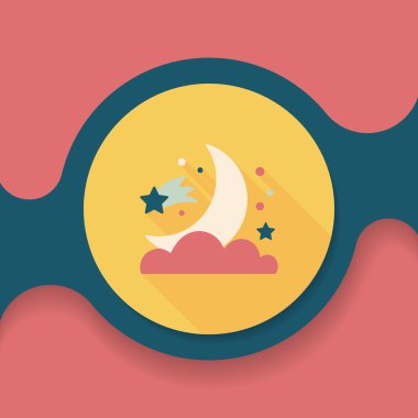 Uzay ay ve yıldız uzun gölge, eps10 düz simgesi