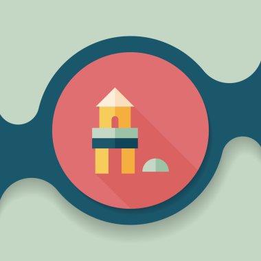 tuğla ev düz simgesi ile uzun gölge, eps10