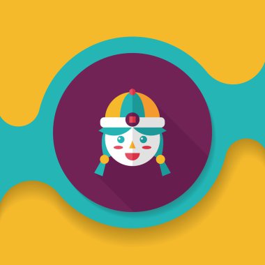 Çin yeni yılı kız uzun gölge, eps10 düz simgesiyle