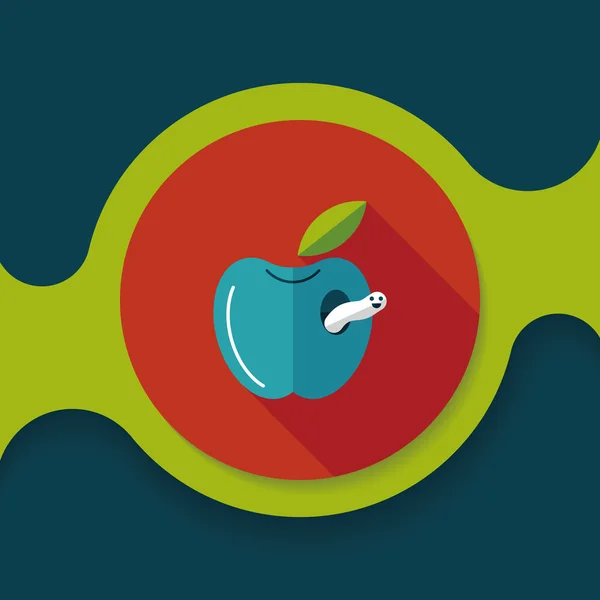 Apple flat icon with long shadow, eps10 — стоковый вектор