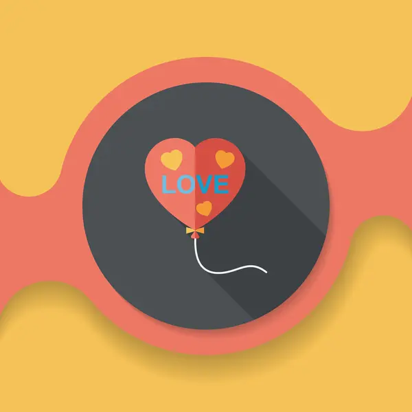 Amor balões plana ícone com sombra longa, eps10 —  Vetores de Stock