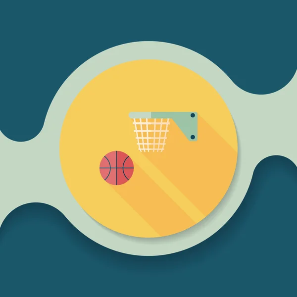 Basketball icône plate avec ombre longue, eps10 — Image vectorielle