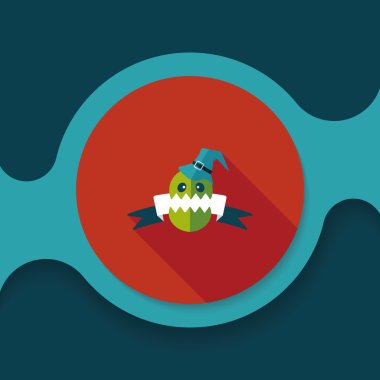 Cadılar Bayramı bayrak düz simgesi ile uzun gölge, eps10