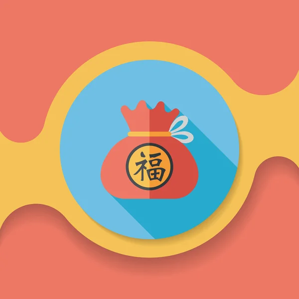 Kínai újév lapos ikon hosszú árnyék, a eps10, a kínai szerencsés — Stock Vector