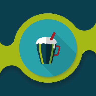 sıcak süt krem kahve düz simgesi ile uzun gölge, eps10