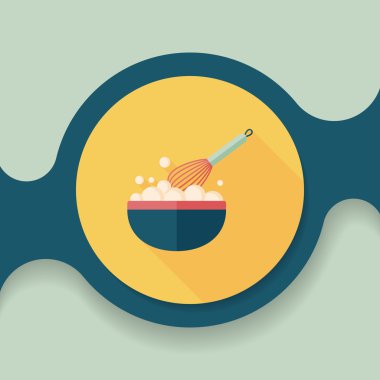 Uzun Gölge, eps10 ile mutfak eşyaları çırpıcı düz simgesi