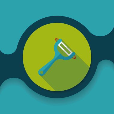 Uzun Gölge, eps10 ile mutfak eşyaları Soyucu düz simgesi