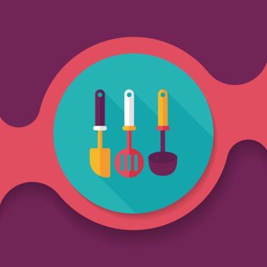 Uzun Gölge, eps10 ile mutfak eşyaları spatula düz simgesi