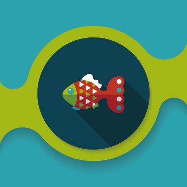 Uzun Gölge, eps10 ile evde beslenen hayvan balık düz simgesi