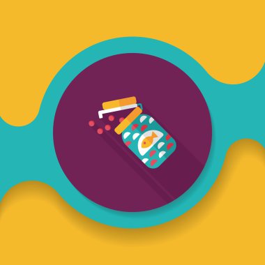 Uzun Gölge, eps10 düz simgesiyle beslemek evde beslenen hayvan balık