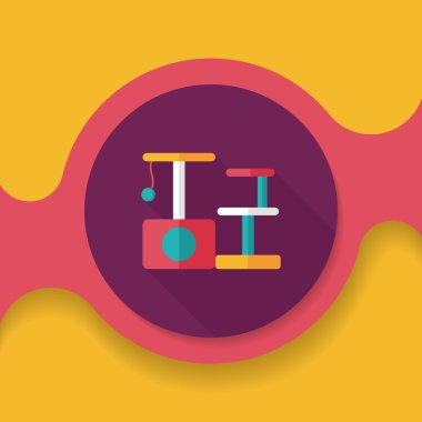 Evde beslenen hayvan kedi ağaç uzun gölge, eps10 düz simgesiyle