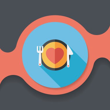 Sevgililer günü uzun gölge, eps10 düz simgesiyle