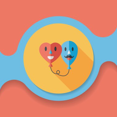 Uzun Gölge, eps10 ile Sevgililer günü ballons düz simgesi