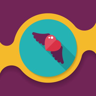 Sevgililer günü aşk kalp düz simgesi ile uzun gölge, eps10