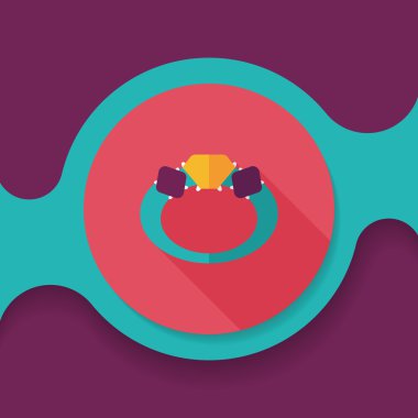 Elmas yüzük düz simgesi ile uzun gölge, eps10 teklif