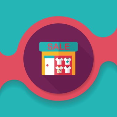 Satılık Mağaza uzun gölge, eps10 düz simgesiyle