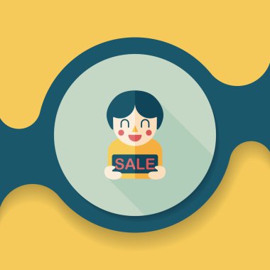 Uzun Gölge, eps10 Satılık Alışverişkoliğin düz simgesiyle