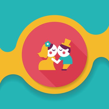 Düğün Çift düz simgesi ile uzun gölge, eps10