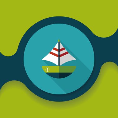 Uzun Gölge, eps10 ile ulaşım yelkenli düz simgesi