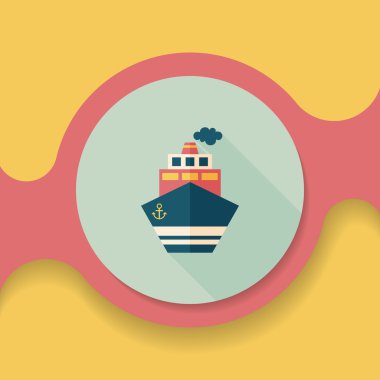 Uzun Gölge, eps10 ile ulaşım gemi düz simgesi