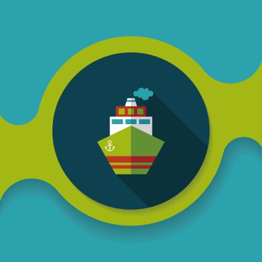 Uzun Gölge, eps10 ile ulaşım gemi düz simgesi