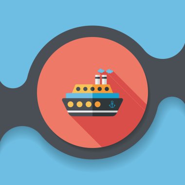 Uzun Gölge, eps10 ile ulaşım feribot düz simgesi