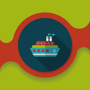 Uzun Gölge, eps10 ile ulaşım feribot düz simgesi