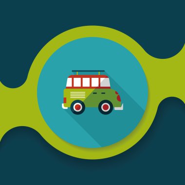 Uzun gölge ile ulaşım Spor Utility araç düz simgesi