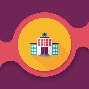 Hastane düz simgesi ile uzun gölge, eps10 bina