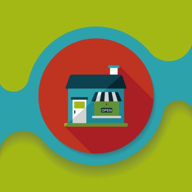 Bina Restoran düz simgesi ile uzun gölge, eps10