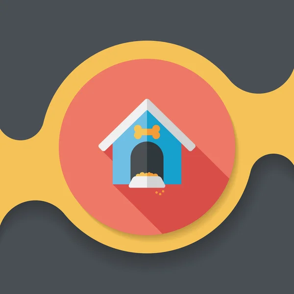 Pet dog house flat icon with long shadow, eps10 — стоковый вектор