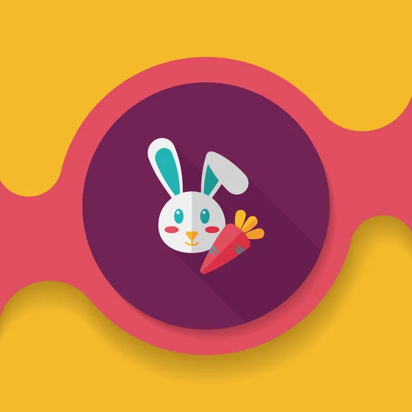 Pet rabbit flat icon with long shadow, eps10 — стоковый вектор