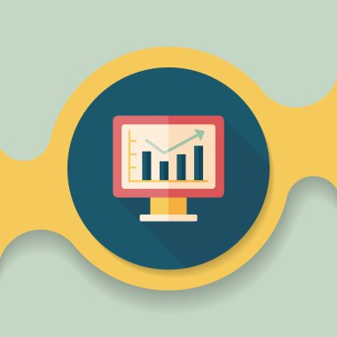 iş grafik düz simgesini uzun gölge, eps10 ile
