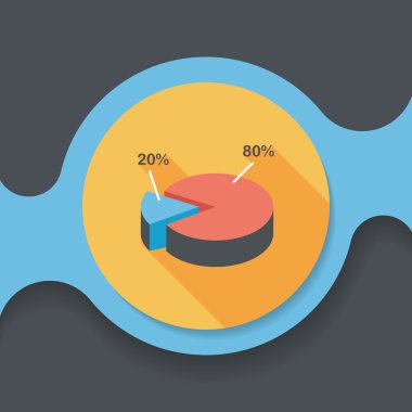 iş grafik düz simgesini uzun gölge, eps10 ile