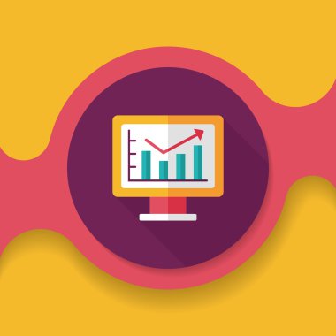 iş grafik düz simgesini uzun gölge, eps10 ile