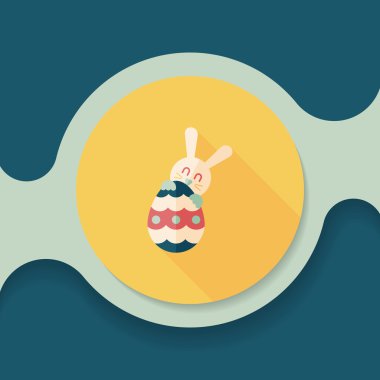 Paskalya tavşanı düz simgesi ile uzun gölge, eps10