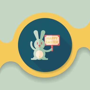 Paskalya tavşanı düz simgesi ile uzun gölge, eps10