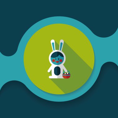 Paskalya tavşanı düz simgesi ile uzun gölge, eps10