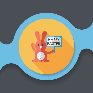 Paskalya tavşanı düz simgesi ile uzun gölge, eps10